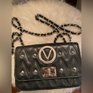 Valentino Mario Black Crossbody/Shoulder Bag Silver Studs